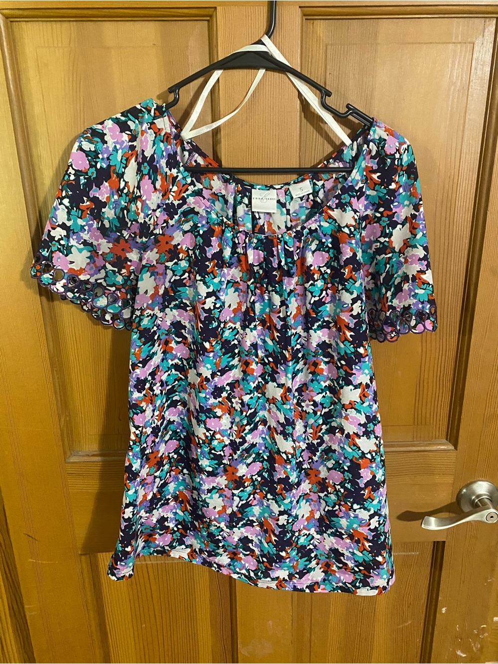 Emma James Multicolor Floral Short Sleeve Blouse
